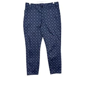 NYDJ Pants Womens 8 Navy Geometric Print Lift Tuck Technology Straight Leg‎ NWOT